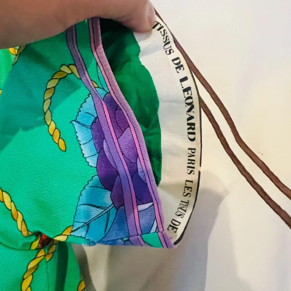 INSANE Leonard Paris vintage bamboo green short-sleeved skirt suit size 6 - Picture 5 of 7